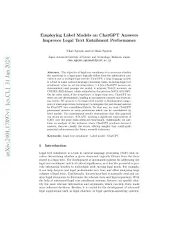 Employing Label Models on ChatGPT Answers Improves Legal Text Entailment
  Performance