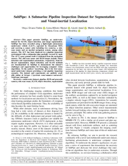 SubPipe: A Submarine Pipeline Inspection Dataset for Segmentation and
  Visual-inertial Localization