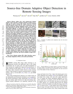 Source-free Domain Adaptive Object Detection in Remote Sensing Images