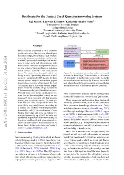 Desiderata for the Context Use of Question Answering Systems