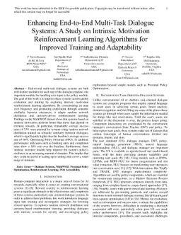 Enhancing End-to-End Multi-Task Dialogue Systems: A Study on Intrinsic
  Motivation Reinforcement Learning Algorithms for Improved Training and
  Adaptability