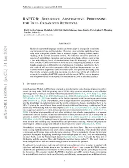 RAPTOR: Recursive Abstractive Processing for Tree-Organized Retrieval