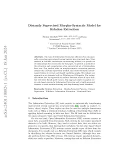 Distantly Supervised Morpho-Syntactic Model for Relation Extraction