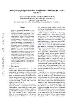 Antonym vs Synonym Distinction using InterlaCed Encoder NETworks
  (ICE-NET)
