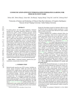 Communication-Efficient Personalized Federated Learning for Speech-to-Text Tasks