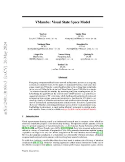 VMamba: Visual State Space Model