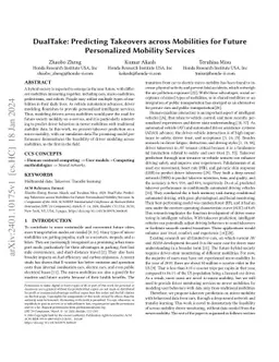 DualTake: Predicting Takeovers across Mobilities for Future Personalized
  Mobility Services