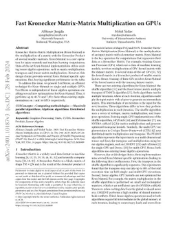 Fast Kronecker Matrix-Matrix Multiplication on GPUs