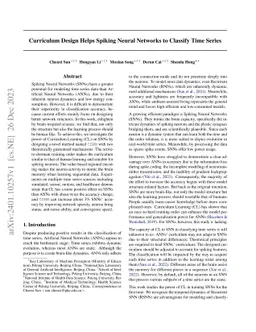Curriculum Design Helps Spiking Neural Networks to Classify Time Series