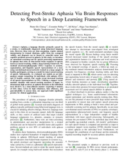 Detecting Post-Stroke Aphasia Via Brain Responses to Speech in a Deep
  Learning Framework