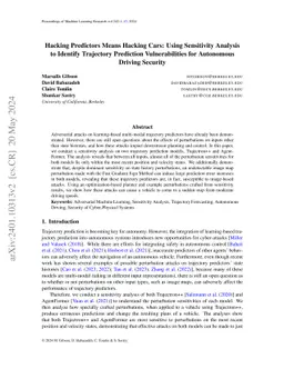 Hacking Predictors Means Hacking Cars: Using Sensitivity Analysis to
  Identify Trajectory Prediction Vulnerabilities for Autonomous Driving
  Security