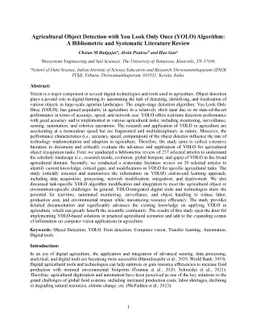 Agricultural Object Detection with You Look Only Once (YOLO) Algorithm:
  A Bibliometric and Systematic Literature Review