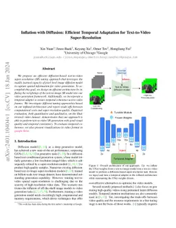 Inflation with Diffusion: Efficient Temporal Adaptation for
  Text-to-Video Super-Resolution