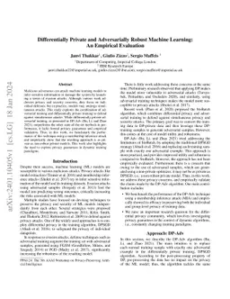 Differentially Private and Adversarially Robust Machine Learning: An
  Empirical Evaluation