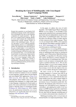 Breaking the Curse of Multilinguality with Cross-lingual Expert Language
  Models