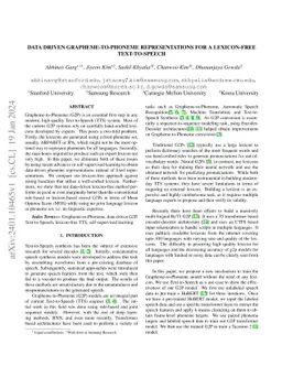 Data-driven grapheme-to-phoneme representations for a lexicon-free
  text-to-speech
