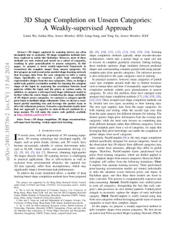 3D Shape Completion on Unseen Categories:A Weakly-supervised Approach