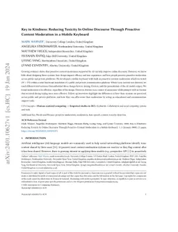 Key to Kindness: Reducing Toxicity In Online Discourse Through Proactive
  Content Moderation in a Mobile Keyboard