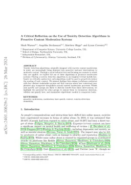 A Critical Reflection on the Use of Toxicity Detection Algorithms in
  Proactive Content Moderation Systems