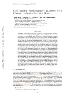 Safe Offline Reinforcement Learning with Feasibility-Guided Diffusion
  Model