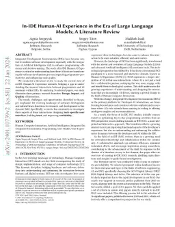 In-IDE Human-AI Experience in the Era of Large Language Models; A
  Literature Review