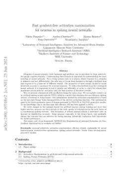 Fast gradient-free activation maximization for neurons in spiking neural
  networks