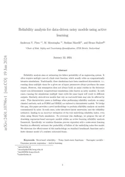 Reliability analysis for data-driven noisy models using active learning
