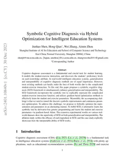 Symbolic Cognitive Diagnosis via Hybrid Optimization for Intelligent
  Education Systems