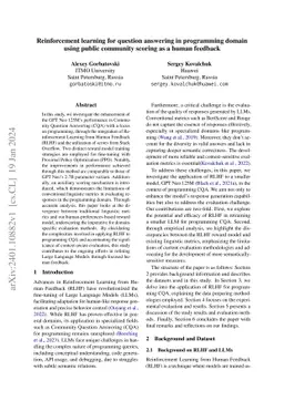 Reinforcement learning for question answering in programming domain
  using public community scoring as a human feedback