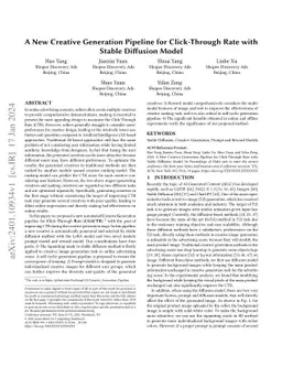 A New Creative Generation Pipeline for Click-Through Rate with Stable
  Diffusion Model