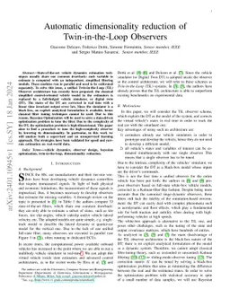 Automatic dimensionality reduction of Twin-in-the-Loop Observers
