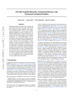 Provably Scalable Black-Box Variational Inference with Structured Variational Families