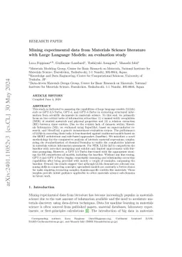 Mining experimental data from Materials Science literature with Large
  Language Models: an evaluation study
