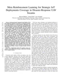 Meta Reinforcement Learning for Strategic IoT Deployments Coverage in
  Disaster-Response UAV Swarms