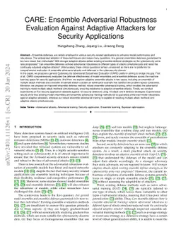 CARE: Ensemble Adversarial Robustness Evaluation Against Adaptive
  Attackers for Security Applications