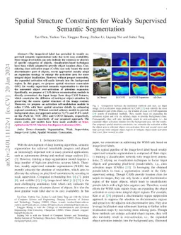 Spatial Structure Constraints for Weakly Supervised Semantic
  Segmentation