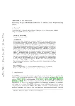 ChatGPT in the classroom. Exploring its potential and limitations in a
  Functional Programming course