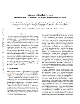 Inference without Interference: Disaggregate LLM Inference for Mixed
  Downstream Workloads