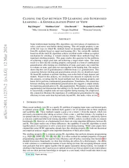 Closing the Gap between TD Learning and Supervised Learning -- A
  Generalisation Point of View