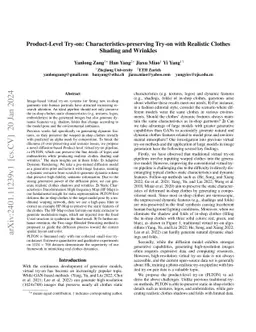 Product-Level Try-on: Characteristics-preserving Try-on with Realistic
  Clothes Shading and Wrinkles