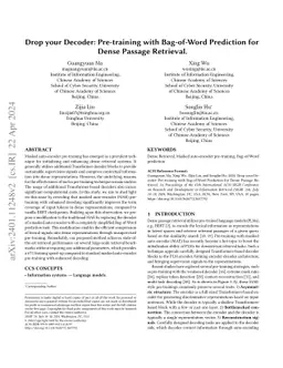 Drop your Decoder: Pre-training with Bag-of-Word Prediction for Dense
  Passage Retrieval