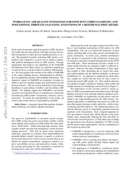Word-Level ASR Quality Estimation for Efficient Corpus Sampling and
  Post-Editing through Analyzing Attentions of a Reference-Free Metric