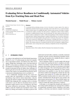 Evaluating Driver Readiness in Conditionally Automated Vehicles from
  Eye-Tracking Data and Head Pose