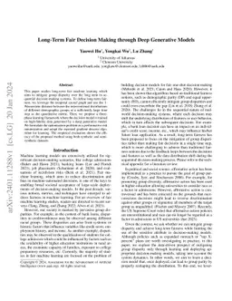 Long-Term Fair Decision Making through Deep Generative Models