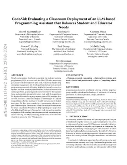 CodeAid: Evaluating a Classroom Deployment of an LLM-based Programming
  Assistant that Balances Student and Educator Needs