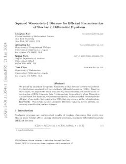 Squared Wasserstein-2 Distance for Efficient Reconstruction of
  Stochastic Differential Equations
