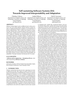 Self-sustaining Software Systems (S4): Towards Improved Interpretability
  and Adaptation