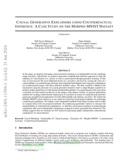 Causal Generative Explainers using Counterfactual Inference: A Case
  Study on the Morpho-MNIST Dataset
