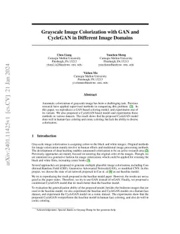 Grayscale Image Colorization with GAN and CycleGAN in Different Image
  Domain