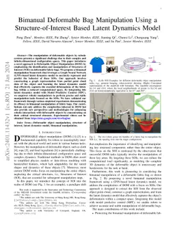 Bimanual Deformable Bag Manipulation Using a Structure-of-Interest Based
  Latent Dynamics Model